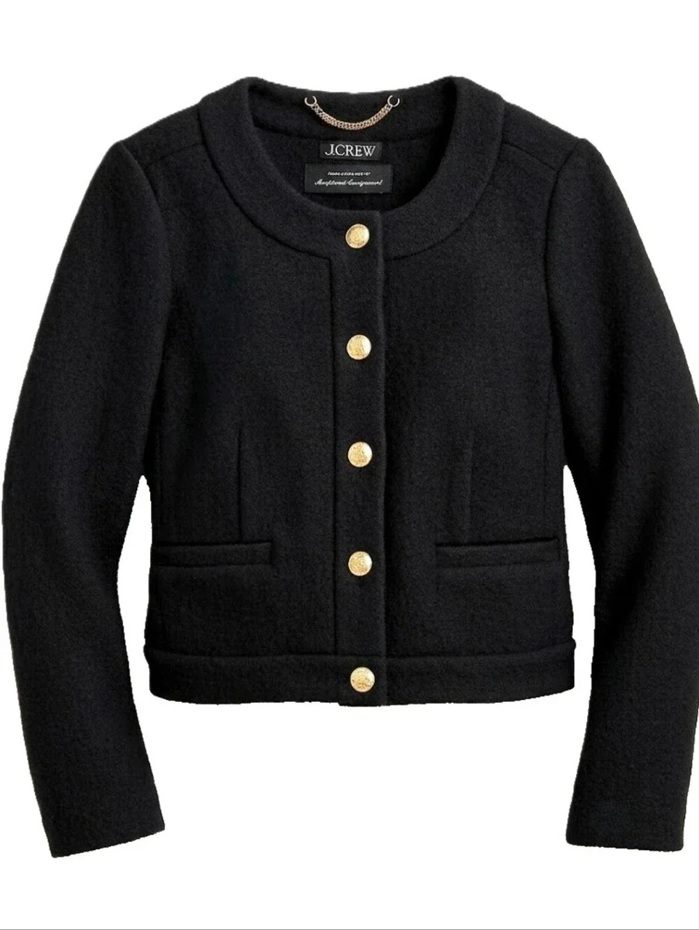 J Crew Lady Louisa Italian Boiled Wool  W/ Goldtone Buttons
